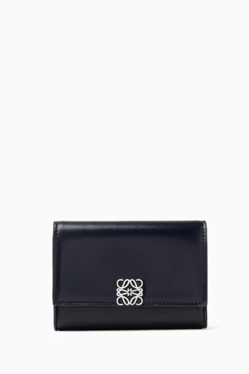 Anagram Tri-fold Wallet in Shiny Nappa Calfskin