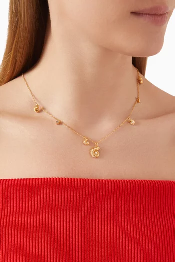 Seashell Dangling Necklace in 18kt Gold-plated Brass