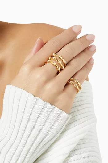 Set of Two Wave Rings in 18kt Gold-plated Brass