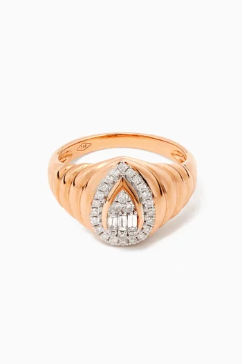 Celeste Pear-cut Diamond Signet Ring in 18kt Rose Gold