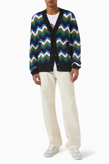 Chevron Cardigan in Cotton-blend Knit