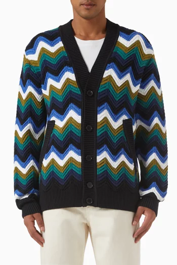 Chevron Cardigan in Cotton-blend Knit