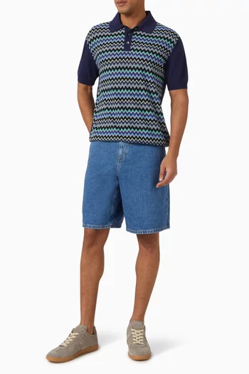Raschel Chevron Polo Shirt in Cotton Knit