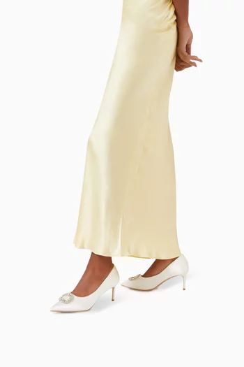 حذاء كلاسيك نوفي ببروش مرصع بالكريستال وكعب 70 مم ستان