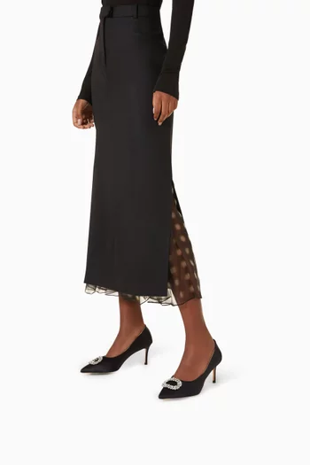 حذاء كلاسيك نوفي ببروش مرصع بالكريستال وكعب 70 مم ستان