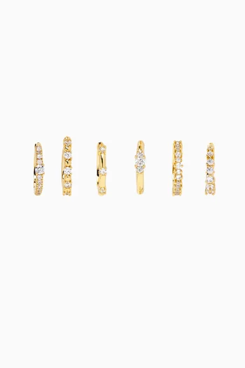 Murphy Crystal Hoop Earrings Set in 14kt Gold-plated Silver, Set of 6