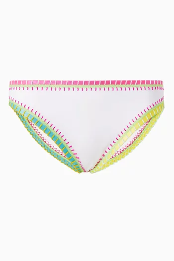 Crochet-trim Bikini Briefs in Stretch Nylon