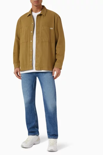 Logo Label Overshirt in Cotton Flannel