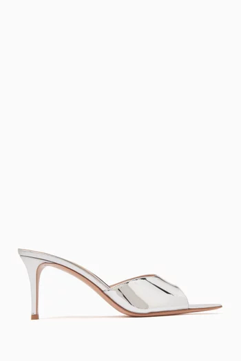 Elle 70 Mule Sandals in Metallic Leather