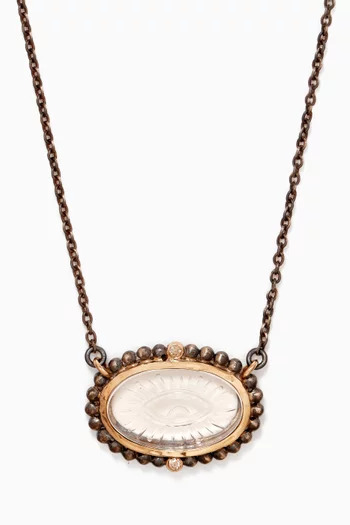 قلادة سلسلة بحلية عين الحسود فضة إسترلينية وذهب عيار 10