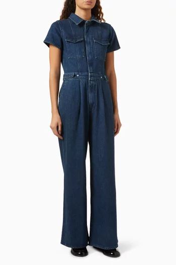 Fit For Success Pleated Wide-leg Jumpsuit in Denim