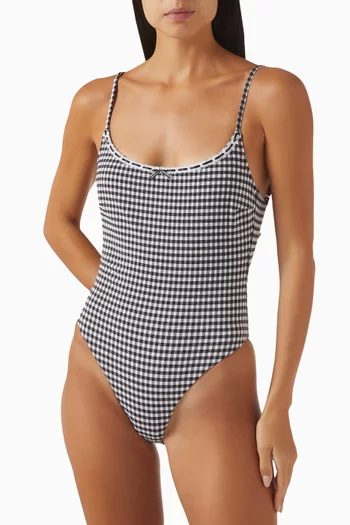 Juliet Cheeky One-piece Swimsuit in Seersucker