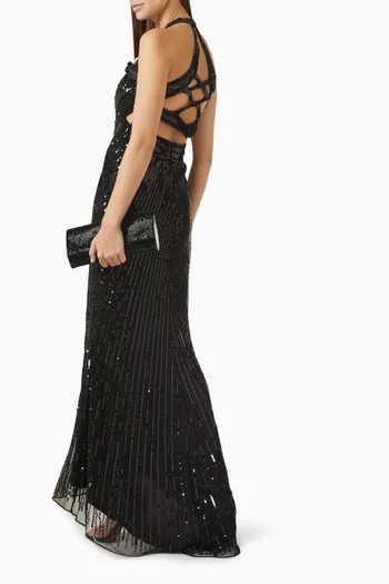 Sequin-embellished Cut-out Gown