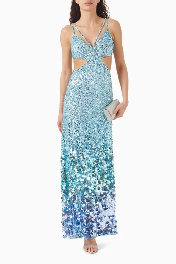 Sequin-embellished Open-back Gown