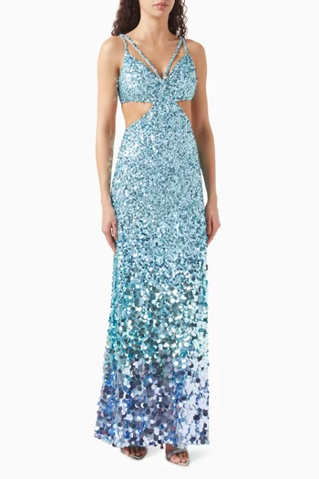 Sequin-embellished Open-back Gown