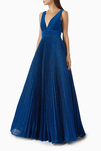 Pleated Gown in Georgette