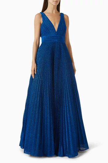 Pleated Gown in Georgette
