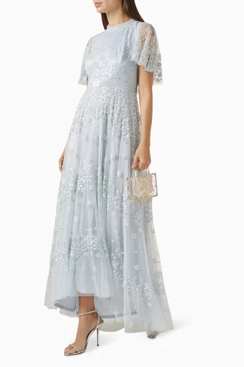 Sequin-embellished Gown in Mesh