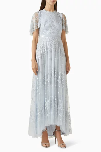 Sequin-embellished Gown in Mesh