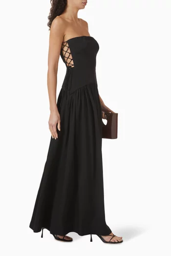 Vento Lace-up Maxi Dress in Viscose