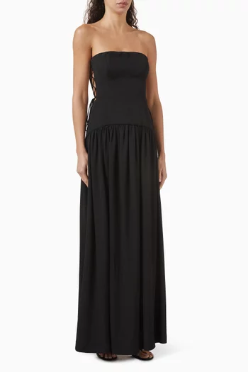 Vento Lace-up Maxi Dress in Viscose