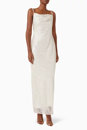 Alaya Open-back Maxi Dress in Mesh
