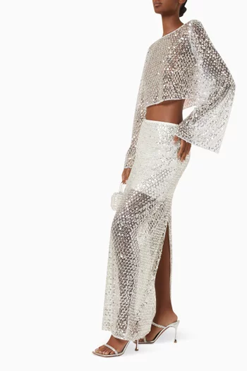 Asteri Sequin-embellished Maxi Skirt in Mesh