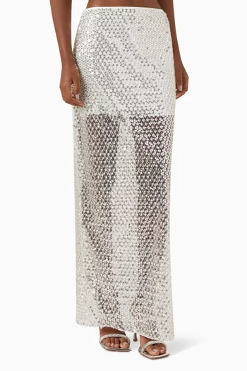 Asteri Sequin-embellished Maxi Skirt in Mesh