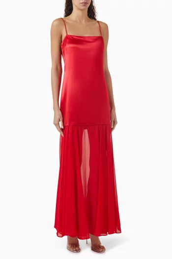 Moraya Drop-waist Maxi Dress in Satin