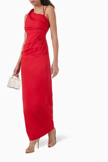 Lani Asymmetrical Maxi Dress in Cotton Blend
