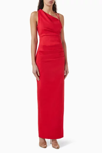 Lani Asymmetrical Maxi Dress in Cotton Blend