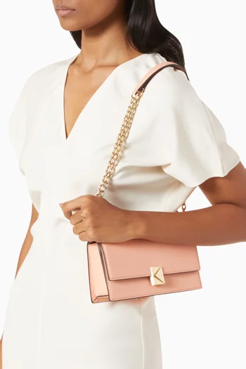 Mini Deco Flap Chain Crossbody Bag in Pebbled Leather