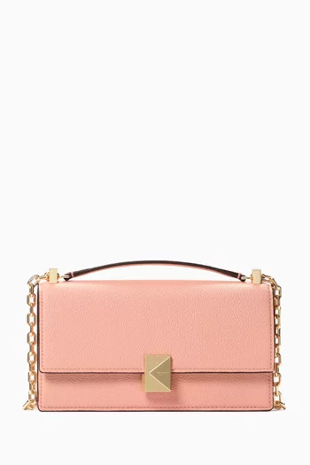 Mini Deco Flap Chain Crossbody Bag in Pebbled Leather