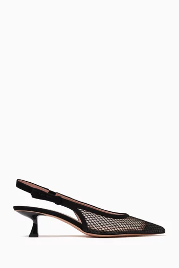 Riley 50 Slingback Pumps in Mesh & Suede