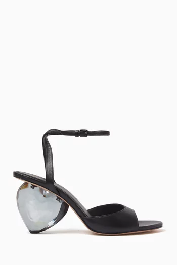Heart Heel 80 Sandals in Leather