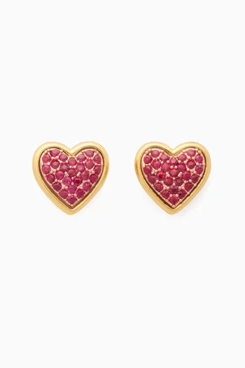 With All My Heart Pave Earrings in Gold-plated Metal