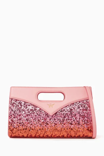 Diamond Sequinned Crossbody Bag in Leather