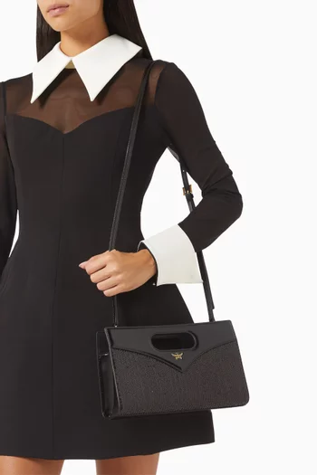 Diamond Sequinned Crossbody Bag in Leather