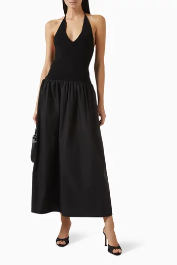 Aliah Halter Neck Midi Dress in Cotton
