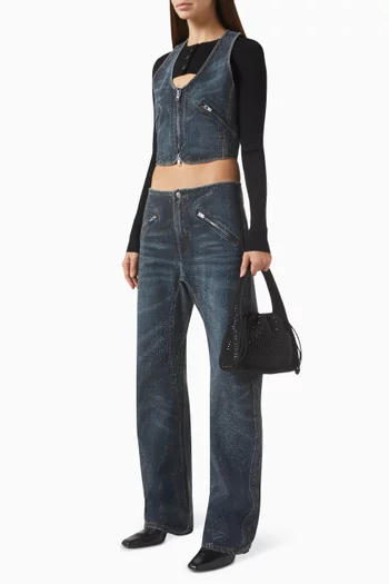 Crystal-hotfix Vest in Denim