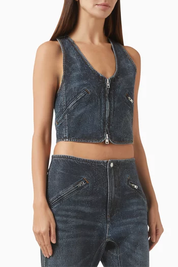 Crystal-hotfix Vest in Denim