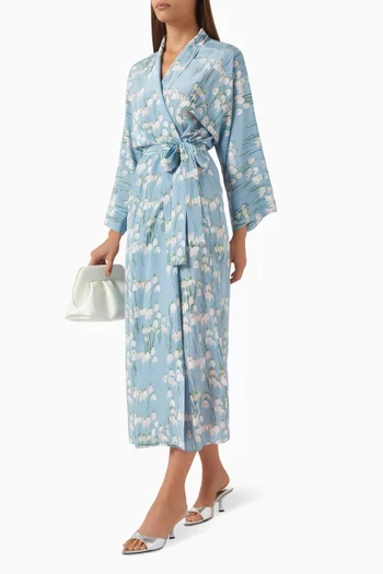Peignoir Midi Dress in Silk Satin