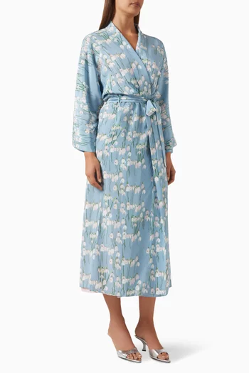 Peignoir Midi Dress in Silk Satin