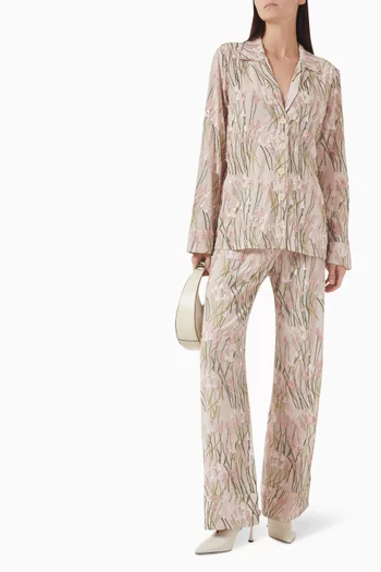 Louis Embroidered Pyjama Pants in Silk