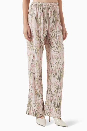 Louis Embroidered Pyjama Pants in Silk