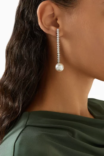 Pearl Tennis Drop Earrings in Sterling Silver