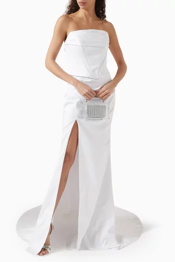 Corset Slit Gown in Satin