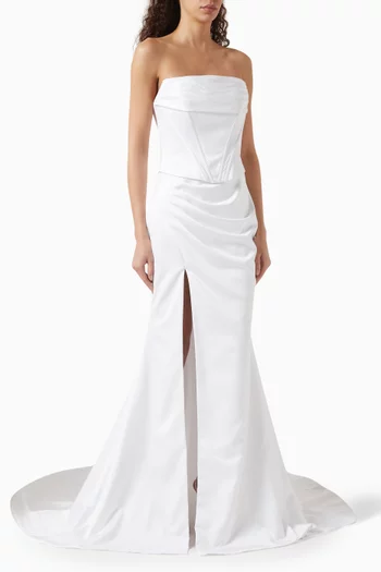 Corset Slit Gown in Satin