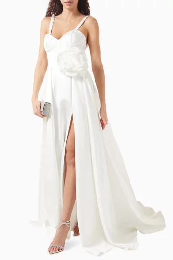 Flower Slit Gown in Mikado
