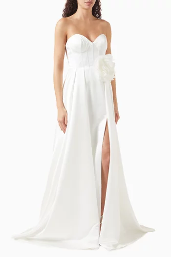 Flower Slit Gown in Mikado